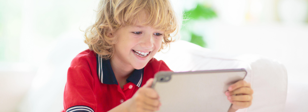 Child playing on a tablet