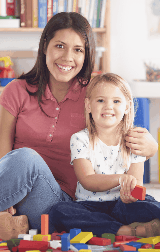 Nanny and child smiling
