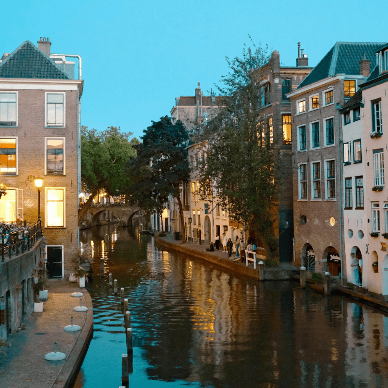 Scenic Evening Canal View in Utrecht, Netherlands