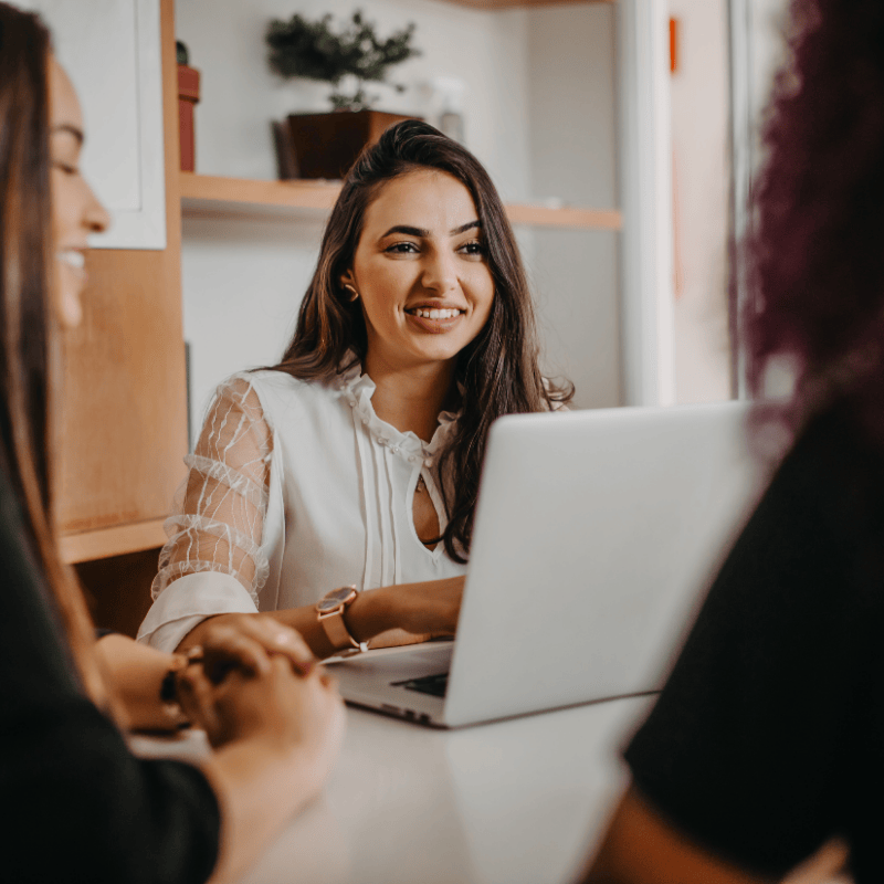 Interviewer on laptop