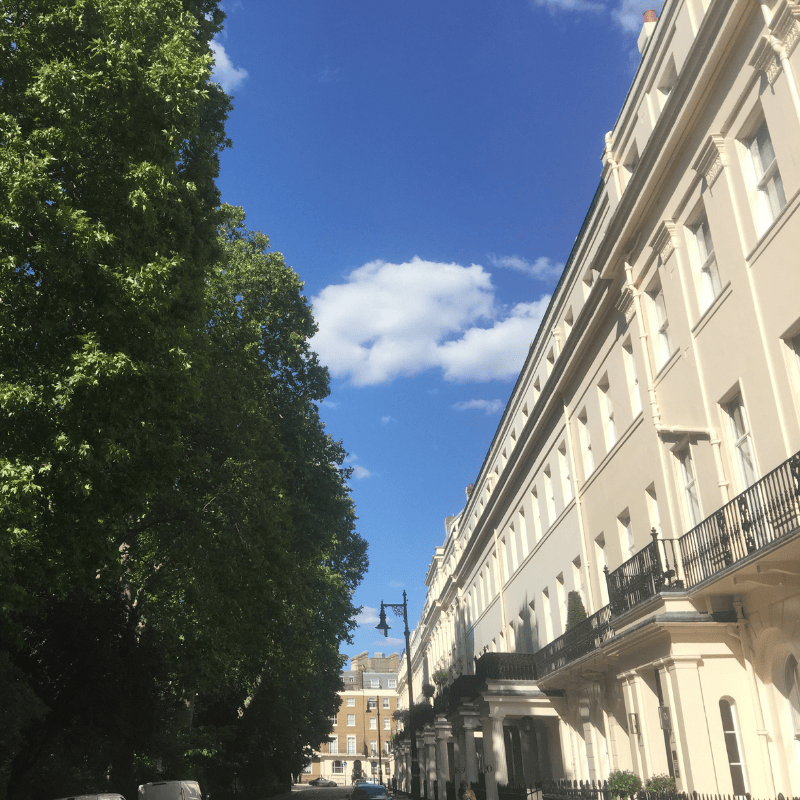 Belgravia street view with trees